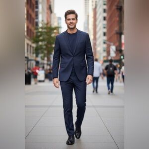 Lands end Suit 2 piece True Navy Blazer 42 R